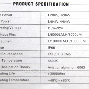    CG-S2-H11-4COB 20W 6500K 8000lm 12/32V